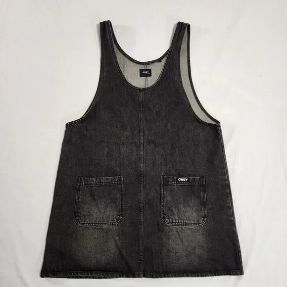 white christmas dresses Succubus Clothing Hailey Denim Pinafore Flare Dress Black main image 1